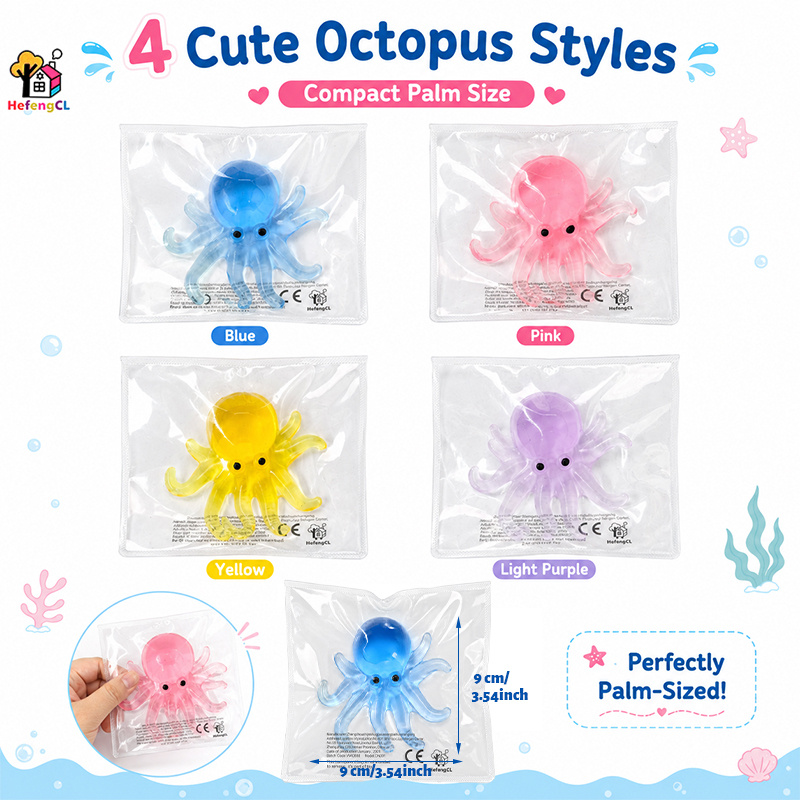 Hefengcl.Novelty Bright Transparent Octopus Squishy Toy